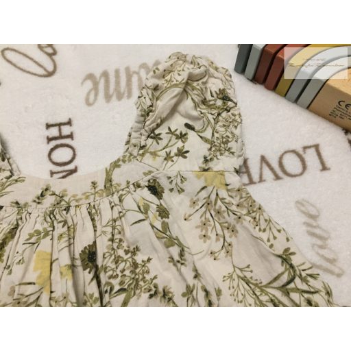 Primark 3-4 év 104 cm  bézs, zöld - sárga virágmintás pamut lány ruha- újszerű,hibátlan