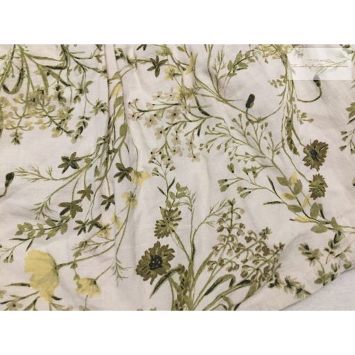 Primark 3-4 év 104 cm  bézs, zöld - sárga virágmintás pamut lány ruha- újszerű,hibátlan