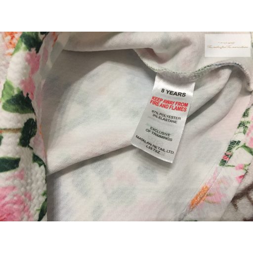 Matalan 8 év 128 cm  fehér, színes virágmintás alkalmi/ elegáns lány ruha- új, csak lecímkézve
