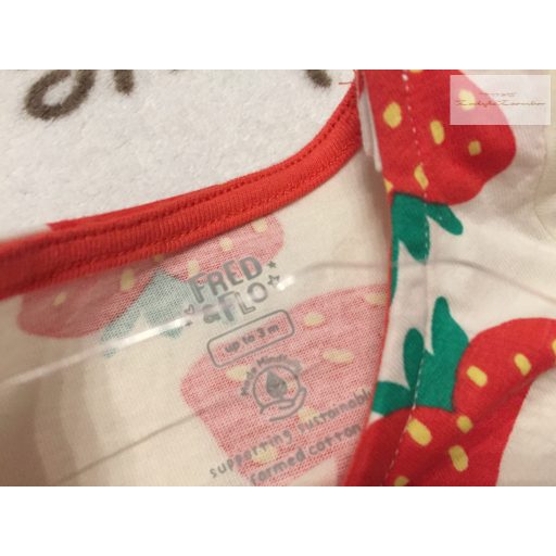 Fred§Flo up to 3 month 62 cm fehér, eper mintás pamut lány ruha- új, szettet bontottam