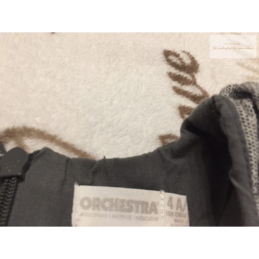 Orchestra 4 év 104 cm szürke,  virág  és szív mintási pamutvászon lány ruha - újszerű,hibátlan