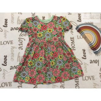   Matalan 4-5 év 104 - 110 cm zöld, színes nagy virágmintás pamut  lány ruha-újszerű,hibátlan