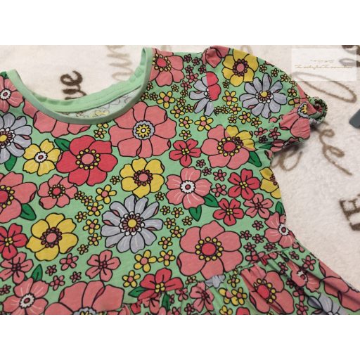 Matalan 4-5 év 104 - 110 cm zöld, színes nagy virágmintás pamut  lány ruha-újszerű,hibátlan