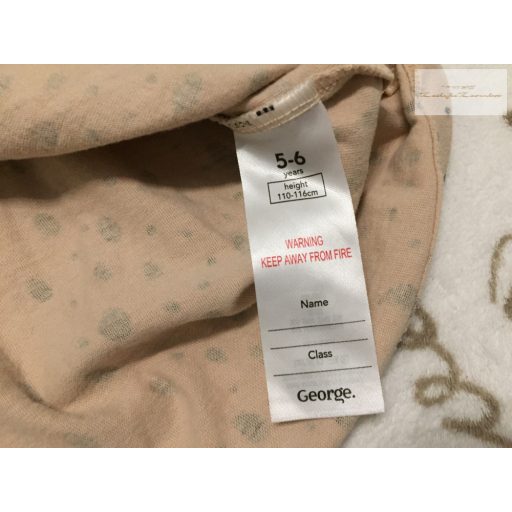 George 5 - 6 év 110 -116  cm tejeskávé alapon fekete mintás pamut lány ruha-újszerű, hibátlan 