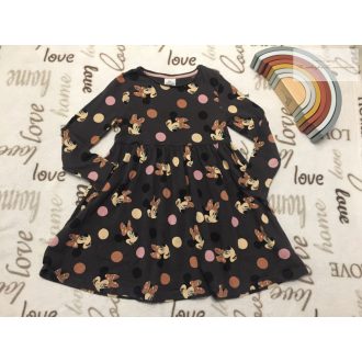  Disney Minnie 5-6 év 110 - 116 cm szürke  Minnie mintás -pöttyös pamut lány ruha - újszerű,hibátlan