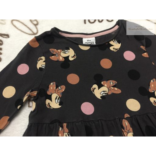 Disney Minnie 5-6 év 110 - 116 cm szürke  Minnie mintás -pöttyös pamut lány ruha - újszerű,hibátlan