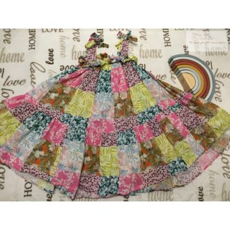   Next 8 év 128 cm patchwork - virágmintás vékony nyári lány ruha újszerű,hibátlan
