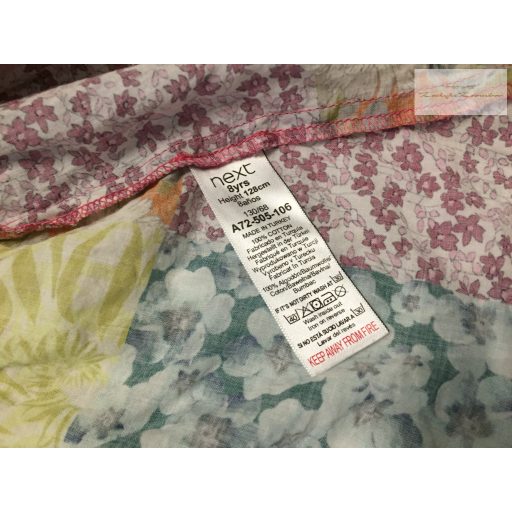 Next 8 év 128 cm patchwork - virágmintás vékony nyári lány ruha újszerű,hibátlan