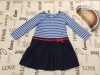 Beebay 18-24 hó 86-92 cm kék csíkos -pöttyös pamut lány ruha- új, csak lecímkézve