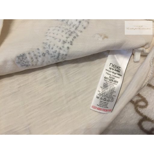 Next up to 3 month 6 kg tört fehér zsiráf-zebra-elefánt mintás pamut lány ruha -újszerű,hibátlan