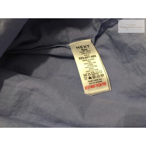 Next 6 év 116 cm kék - fehér, alsószoknyás  alkalmi/ elegáns lány ruha -újszerű,hibátlan