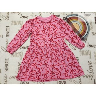   Matalan 5-6 év 110-116 cm rózsaszín, piros masni mintás pamut  lány ruha - újszerű,hibátlan