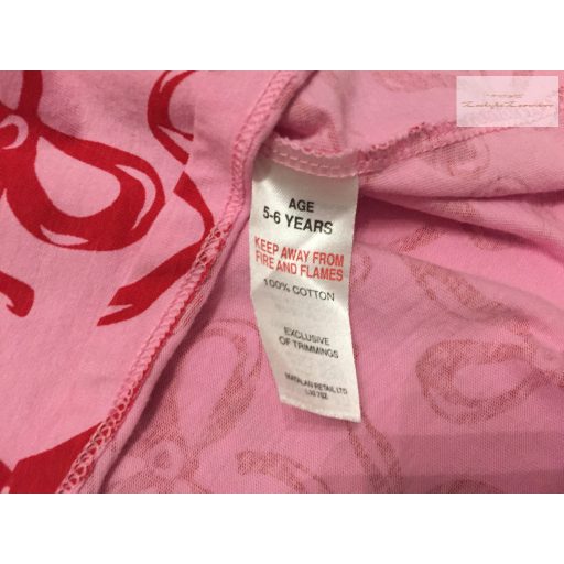 Matalan 5-6 év 110-116 cm rózsaszín, piros masni mintás pamut  lány ruha - újszerű,hibátlan