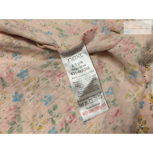 Next 2-3 év 98 cm  rózsaszín, apró virágmintás pamut lány ruha-újszerű,hibátlan