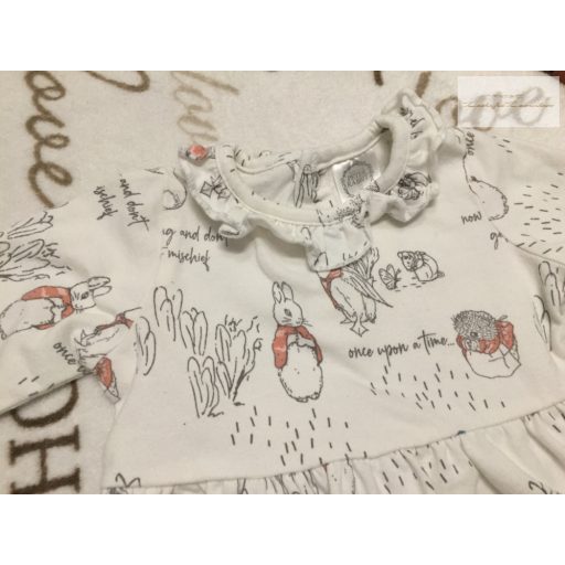 Matalan 3-6 hó 62-68 cm Peter Rabbit mintás, fodros pamut lány ruha--újszerű,hibátlan