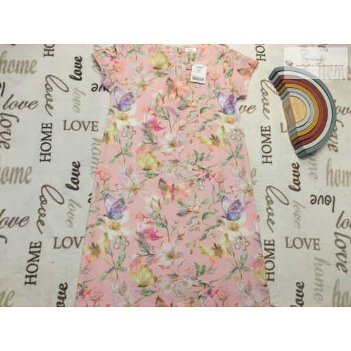 Next 10 év 140 cm rózsaszín, színes nagy virágmintás alkalmi/ elegáns lány ruha új, címkés