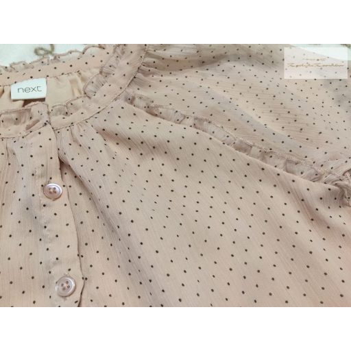 Next 10 év 140 cm púderrózsaszín, szürke apró pöttyös tüll alkalmi/ elegáns lány ruha újszerű,hibátlan - 1 x viselt