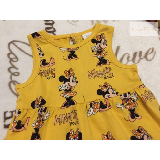 Disney up to 3 month 6,5 kg sárga, Minnie mintás pamut lány ruha -újszerű,hibátlan