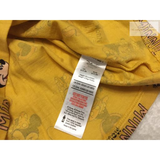Disney up to 3 month 6,5 kg sárga, Minnie mintás pamut lány ruha -újszerű,hibátlan