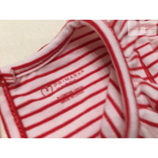 Primark 9-12 hó 74-80  cm piros csíkos - tüll szoknyás rénszarvas fej mintás pamut lány ruha - új, csak lecímkézve