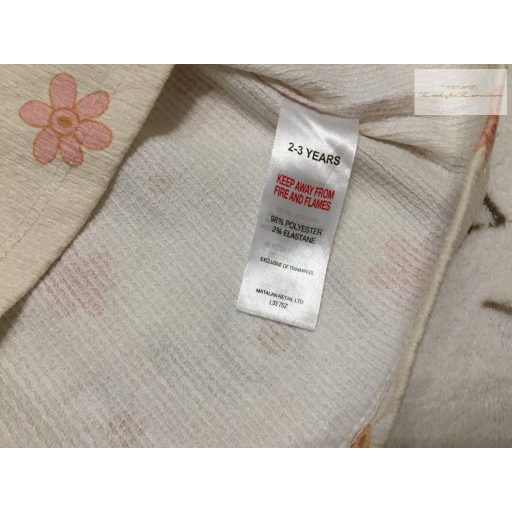 Matalan 2-3 év 98 cm bézs, fodros- rózsaszín - fehér virágmintás pamut lány ruha - új, szettet bontottam