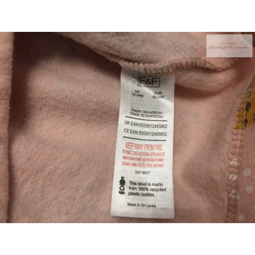 F§F 18 - 24 hó 92 cm rózsaszín, színes tigris mintás pamut  lány ruha-újszerű,hibátlan