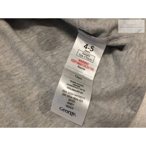 George 4  - 5  év 104 - 110  cm  szürke , fekete pöttyös pamut lány ruha- újszerű,hibátlan