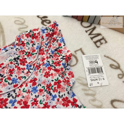 Matalan 9 -12 hó 74 -80 cm galléros, színes virágmintás vékony pamut lány ruha- új, címkés