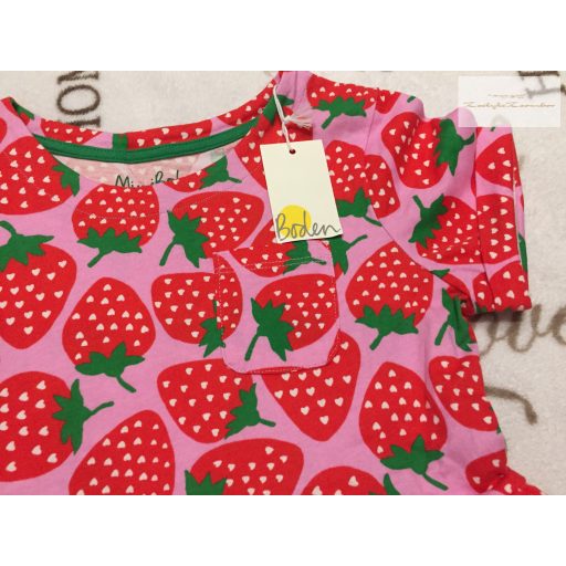 Mini Boden 9-10 év 134-140 cm rózsaszín, eper mintás pamut lány ruha - új, címkés