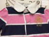 Ralph Lauren 9 hó 74 cm rózsaszín - kék csíkos pamut lány ruha - újszerű,hibátlan