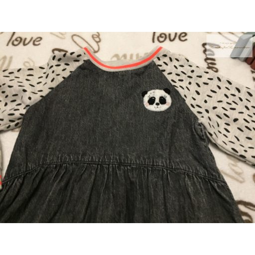 Next 5-6 év 116  cm panda mintás vékony farmer- pamut lány ruha- újszerű,hibátlan