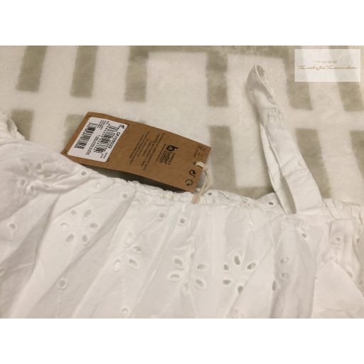Next 8 év 128 cm fehér, madeirás - alsószoknyás alkalmi/ elegáns lány ruha új, címkés