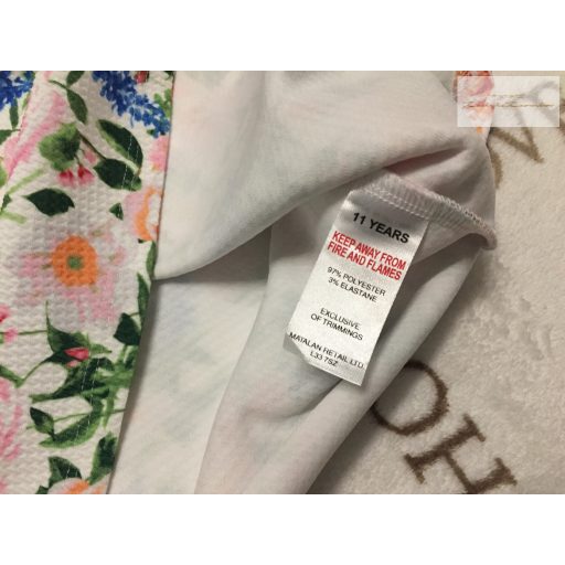 Matalan 11 év 146 cm  fehér, színes virágmintás alkalmi/ elegáns lány ruha újszerű,hibátlan- 1 x viselt