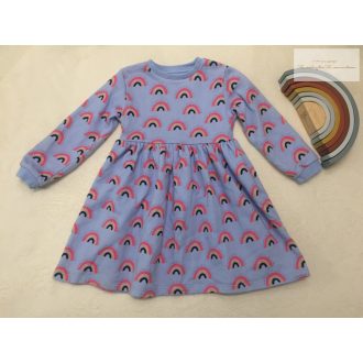   F§F 5-6 év 116 cm világoskék, szívárvány mintás vastagabb pamut lány  ruha - újszerű,hibátlan