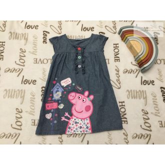   Peppa Pig 2-3 év 92-98 cm  szürke, Peppa mintás nagyon vékony anyagú lány ruha újszerű,hibátlan