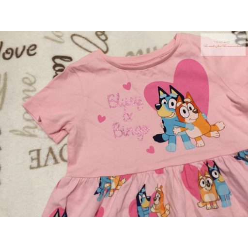 Bluey 18-24 hó 86-92 cm rózsaszín, Bingó- Bluey mintás pamut lány ruha- újszerű,hibátlan