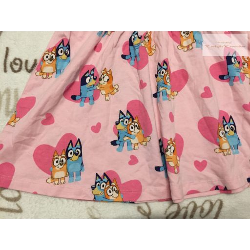 Bluey 18-24 hó 86-92 cm rózsaszín, Bingó- Bluey mintás pamut lány ruha- újszerű,hibátlan