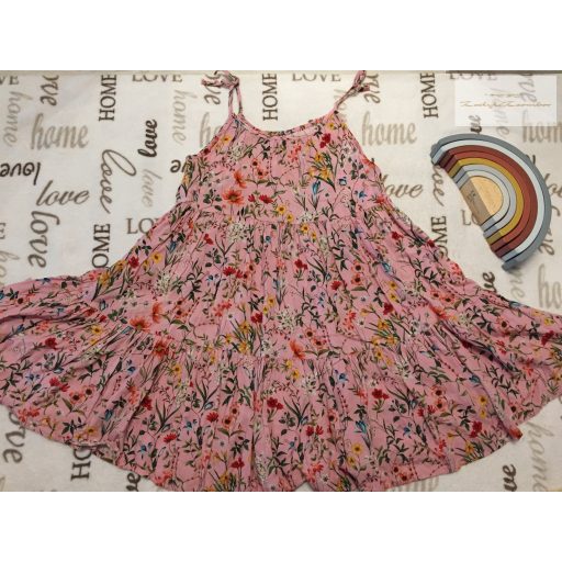 Next 10 év 140 cm rózsaszín, virágmintás -pántos vékony pamut lány ruha- újszerű,hibátlan