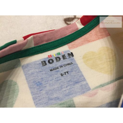 Boden 6-7 év 116-122 cm színes szív mintás pamut lány ruha - újszerű,hibátlan