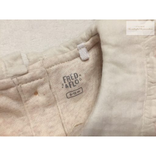 Fred§Flo9-12 hó 74-80 cm bézs, apró virágmintás - galléros vastagabb pamut lány ruha- új, csak lecímkézve