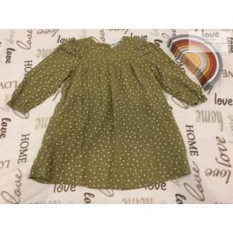   Primark 6-7 év 116-122 cm zöld, fehér virágmintás -ezüstszálas pamut lány ruha.-újszerű,hibátlan