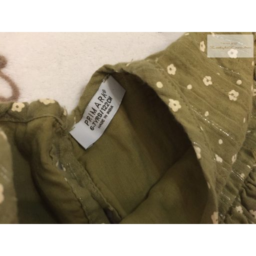 Primark 6-7 év 116-122 cm zöld, fehér virágmintás -ezüstszálas pamut lány ruha.-újszerű,hibátlan