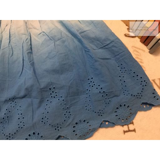 Nutmeg 5 -6 év 110 - 116 cm  kék, madeirás pamut lány ruha/ tunika- újszerű,hibátlan
