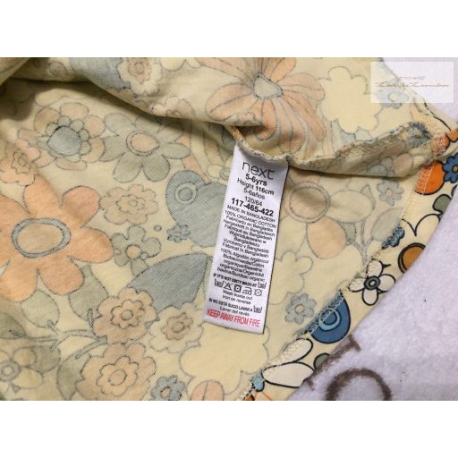Next 5-6 év 116  cm sárga, színes pillangó és virágmintás pamut lány ruha- újszerű,hibátlan
