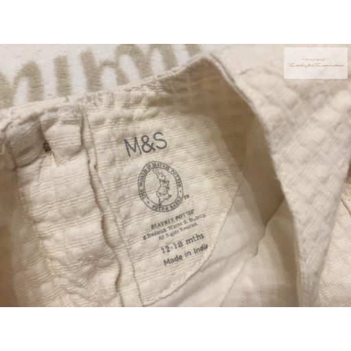 M§S 12-18 hó 83 cm bézs, nyuszi - virágmintás, alsószoknyás lány ruha újszerű, hibátlan
