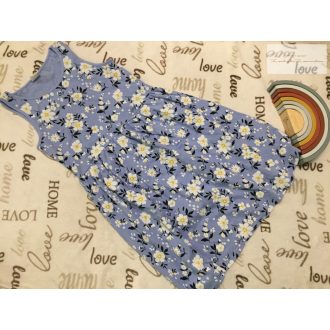   YFK 13-14 év 158-164 cm világoskék, fehér virágmintás pamut lány ruha - új, csak lecímkézve