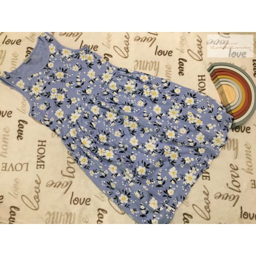 YFK 13-14 év 158-164 cm világoskék, fehér virágmintás pamut lány ruha - új, csak lecímkézve