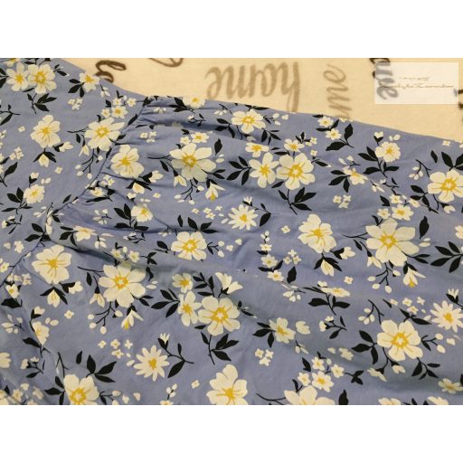 YFK 13-14 év 158-164 cm világoskék, fehér virágmintás pamut lány ruha - új, csak lecímkézve