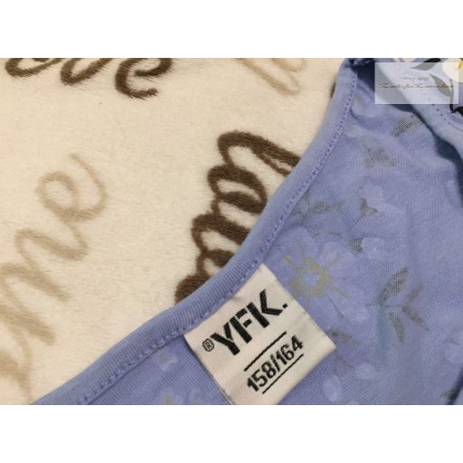 YFK 13-14 év 158-164 cm világoskék, fehér virágmintás pamut lány ruha - új, csak lecímkézve