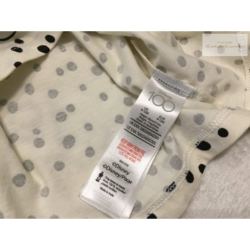 Disney 9-12 hó 80 cm 11 kg fekete pöttyös, 101 kiskuty/ dalmata mintás pamut lány ruha - új, szettet bontottam